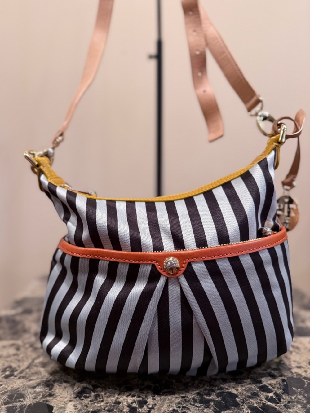 Henri Bendel Rare Centennial Stripe Canvas Crossbody - Picture 3 of 16